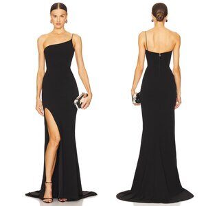 Nookie Jasmine One Shoulder Gown in Black Floor Length Formal Maxi Dress